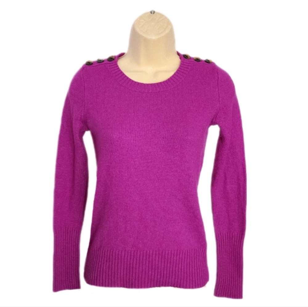 J. CREW Marino Wool Blend Long Sleeve Pullover Magenta Size XS